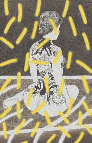 于海生 《穹光下的思想者》 50X80cm 铜版画手绘稿(素描纸、炭笔、色粉).jpg