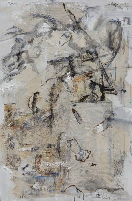 左山右水·墨迹2015(2015)李晓晖·100x150CM ·水墨丙烯·宣纸·综合材质.JPG