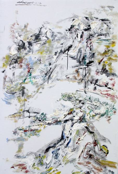 左山右水· 向黑伯龙先生致敬(2013)·100x150CM ·水墨丙烯综合材质.JPG
